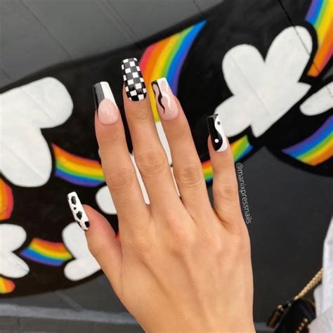 The Coolest Checkered Nail Art Designs Black And White French Tip