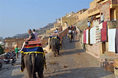 Elephant Ride In The Amber Fort, India Editorial Stock Image - Image of ...