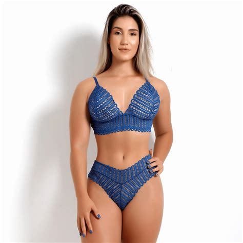 Liby Sex Shop Conjunto Dani Lingerie Atalaia Cale On Em Renda Azul