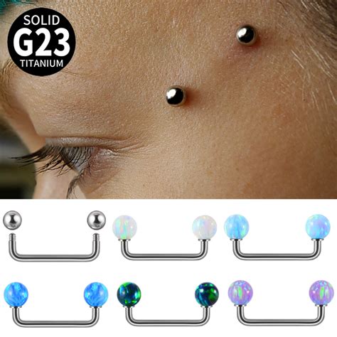 1pc G23 Titanium Surface Piercings 8mm 14mm Double Ball Staple Surface