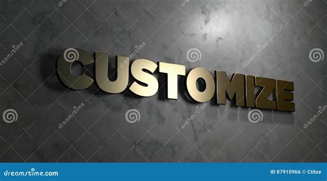 Customize Gold Text On Black Background 3d Rendered Royalty Free