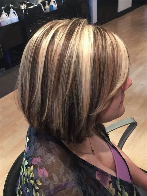 Rich Chocolate Lowlights Chunky Blonde Highlights Bob By Denise Suttlemyrexquis Hair