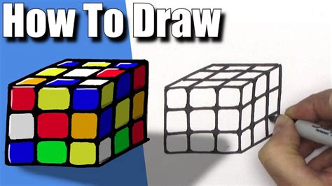 How To Draw A Rubik S Cube EASY Step By Step YouTube