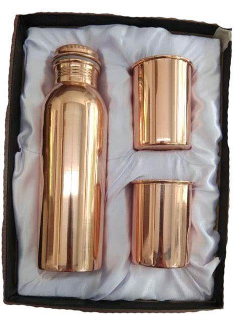 Standard Sarvsiddhi Copper Bottle With Glass Plain At Rs