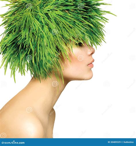 Woman With Green Grass Hair Royalty Free Stock Images Image 30489329