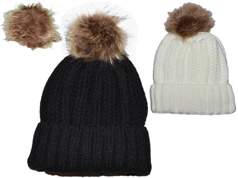 Winter Beanie W Raccoon Fur Pom Pom Extra Warm Lined Interior Long