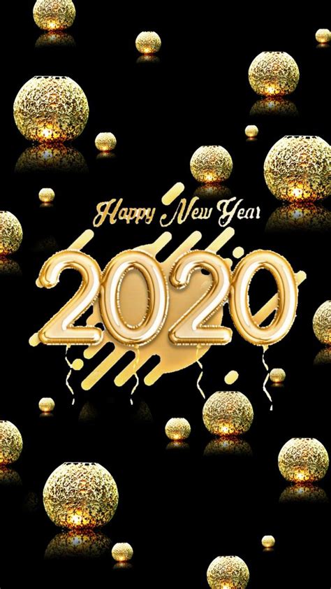 Happy New Year 2024 With Gold Balloons And Confetti On Black Background