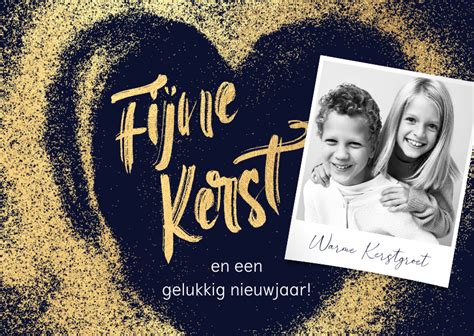 Lieve Kerstkaart Gouden Kerst Hart Foto Kaartje Go