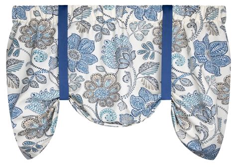 Boutique Blue Floral Tie Up Valance Or Tier Curtain Window Treatments Curtains Window