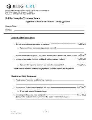 Fillable Online Bed Bug Inspection Treatment Survey Fax Email Print