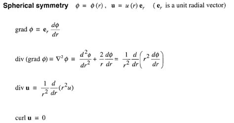 Vector Calculus Spherical Symmetry