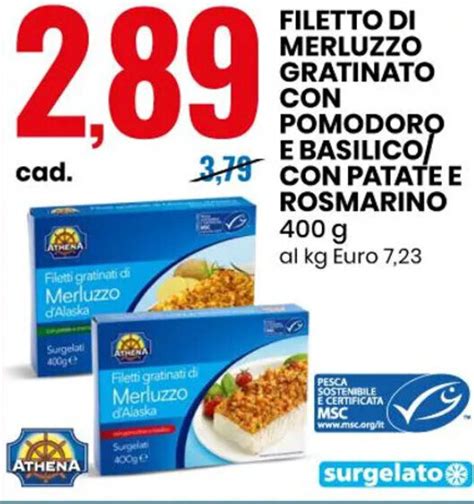 Offerta Athena Filetto Di Merluzzo Gratinato Con Pomodoro E Basilico