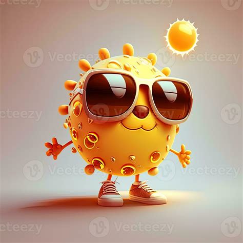 Collection Of Happy Smiling Joyful Cartoon Style Sun Characters For Summer Vacation Design