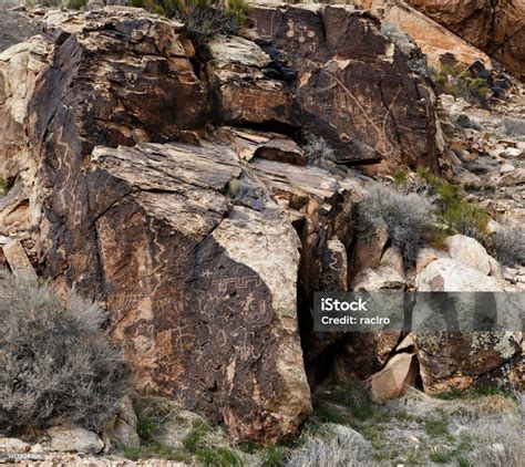 Fremont Culture Rock Art Panels Central Utah Stock Photo - Download ...