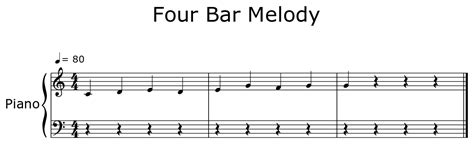 Four Bar Melody Sheet Music For Piano