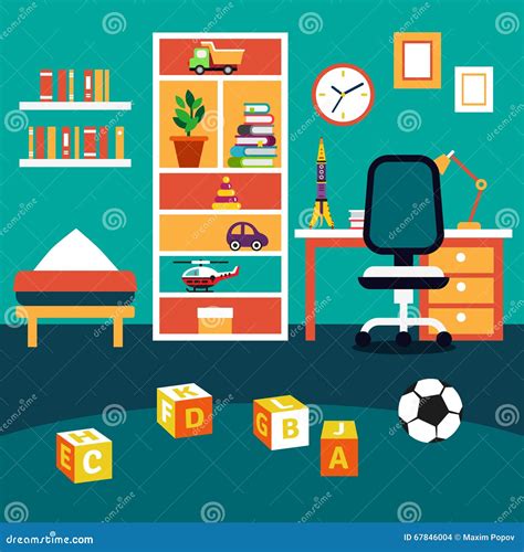 School Student Boy Kid Room Interior Stock Vector - Illustration of ...