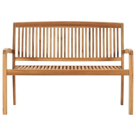 LEX Banc De Jardin Empilable Et Coussin 128 5cm Bois De Teck Massif