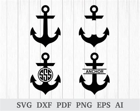 Anchor Monogram Svg Nautical Svg Split Anchor Svg Svg Etsy