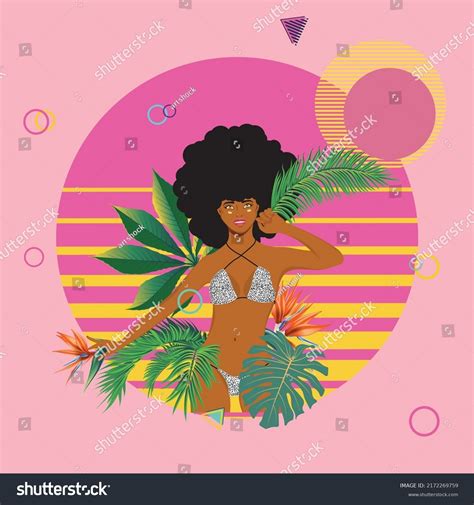 Dark Skinned Girl Leopard Print Bikini Stock Vector Royalty Free Shutterstock
