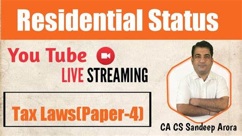 Residential Status Lecture Income Tax A Y By Ca Cs