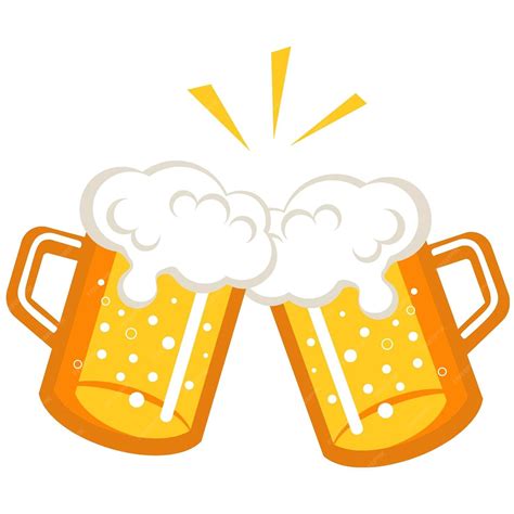 Premium Vector Two Mugs Of Beer With Foamy Bubbles Making A Toast