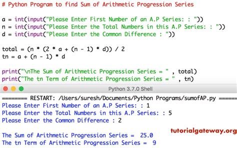 Python Program To Find Sum Of Arithmetic Progression Series