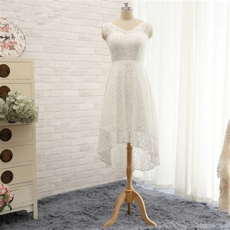 Fashion Short Lace Wedding Dresses A Line Cap Sleeves Short Front