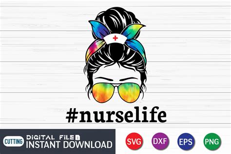 Nurse Life Messy Bun Svg By Funnysvgcrafts Thehungryjpeg