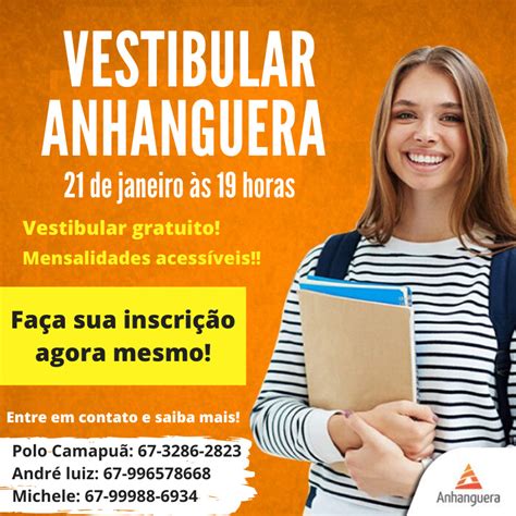 Polo da Anhanguera Camapuã realizará vestibular dia 21 de janeiro