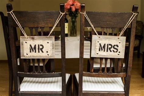 Mr And Mrs Wedding Chair Signs For Country Rustic Wedding Reclaimed