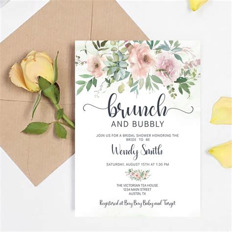 Brunch And Bubbly Bridal Shower Invitation Recipe Insert And Etsy