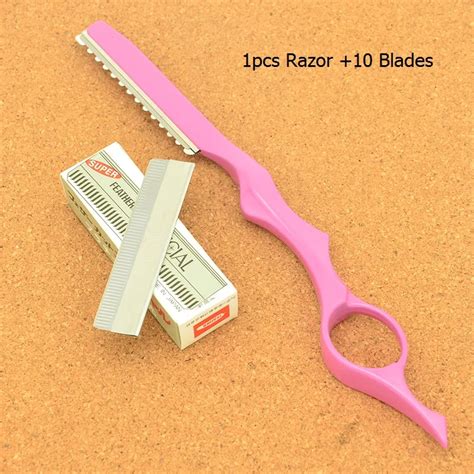 Meisha Stainless Steel Barber Hair Razors 10pcs Blades Hairdressing Thinning Knife Trimmer Tools