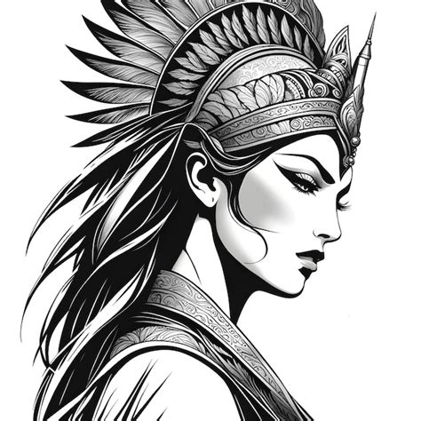 Beautiful Woman Warrior Viking Woman For T Shirt Prints Vector