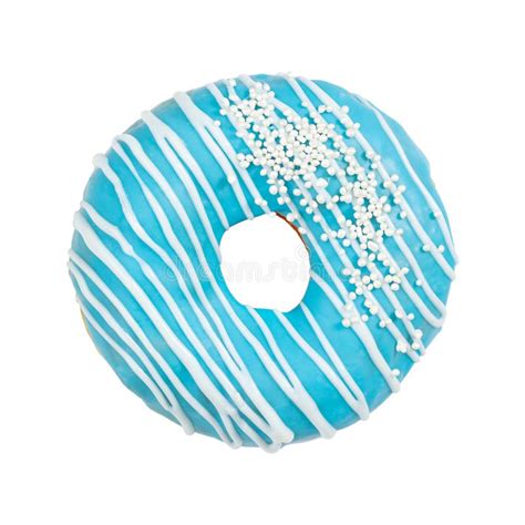 Donut With Blue Glaze And Blue And White Sprinkles Stock Image Image