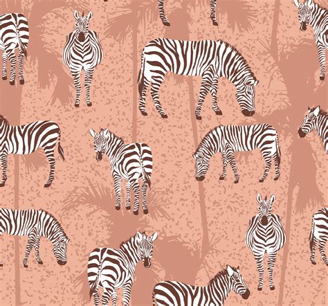 Tier Wandtapete Zebra Und Handflächen Braun Tenstickers