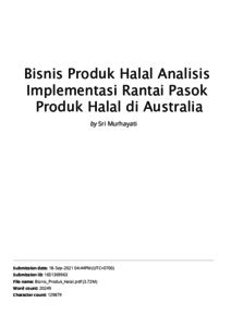 Bisnis Produk Halal Analisis Implementasi Rantai Pasok Produk Halal Di