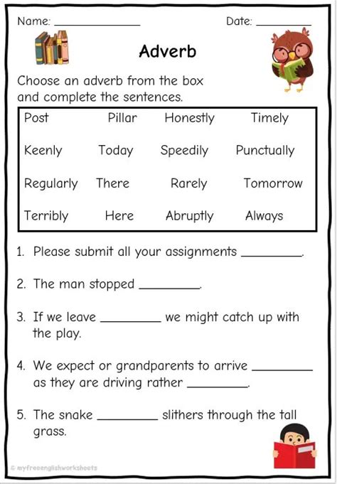 Grade 6 And 7 Adverb Worksheets Free English Worksheets