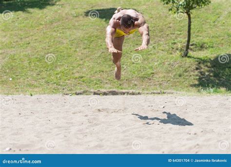 Male Beach Volleyball Game Player Jump On Sand Stock Photo Image Of