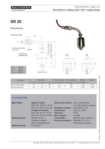 INTERRUPTORES DE NIVEL FOLLETO Trimod Besta Catálogo PDF