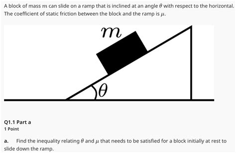 Solved A Block Of Mass M Can Slide On A Ramp That Is Chegg