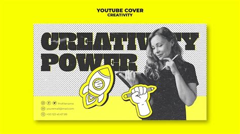 Diseño plano concepto de creatividad portada de youtube Archivo PSD