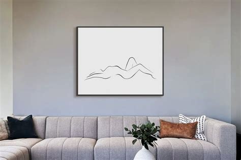 Woman Line Art Print Female Figure Line Art Naked Woman Wall Art