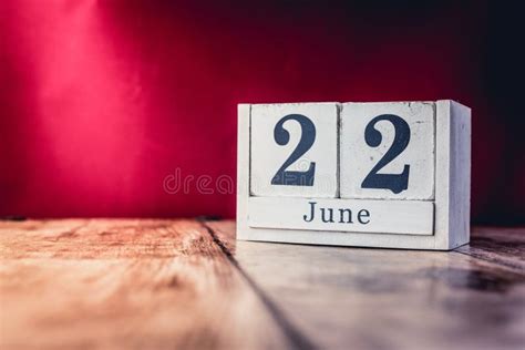 June 22nd Day 22 Of June Month Calendar On Table With Blue Background