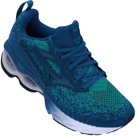 Tênis Mizuno Wave Creation Waveknit 2 Feminino Azul E Verde Netshoes