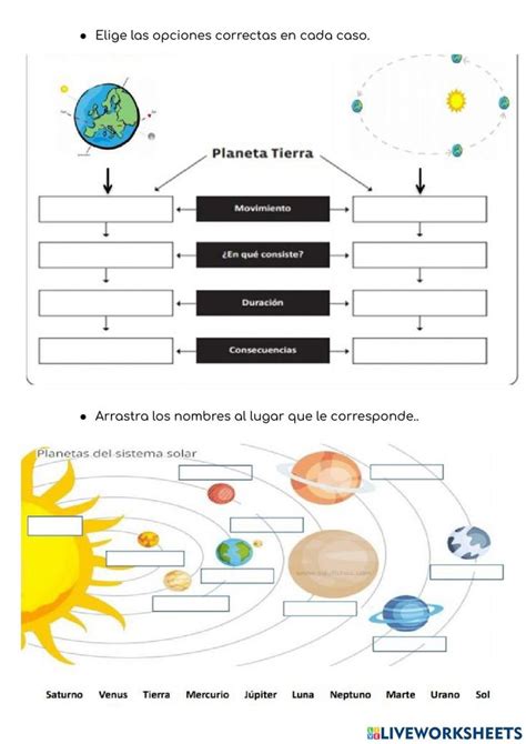 Actividad Interactiva De Planetas Y Movimientos De La Tierra Para