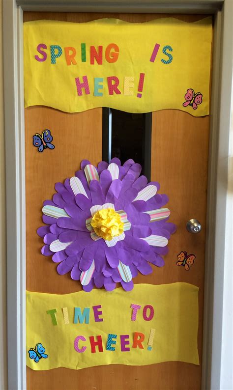 Spring Door Decoration With Flowers And Butterflies