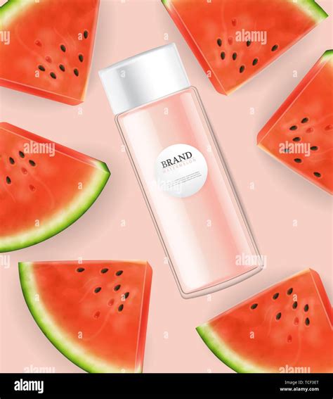 Lotion Cream Watermelon Vector Realistic Mock Up Product Placement Label Design Pink