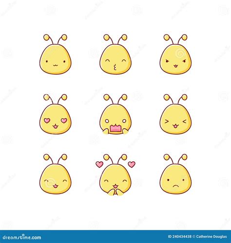 Collection Of Funny Cute Bee Emoticon Characters In Different Emotions