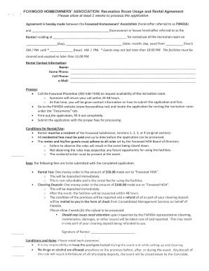 Fillable Online Foxwoodhoa Clubhouse BRentalb Form Foxwood HOA