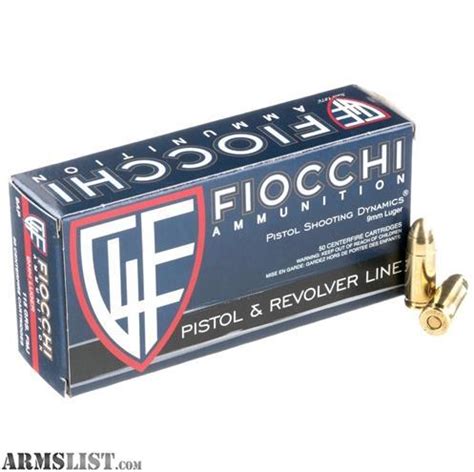 ARMSLIST For Sale FIOCCHI 9MM LUGER 115 GR FMJ AMMUNITION 50 ROUNDS